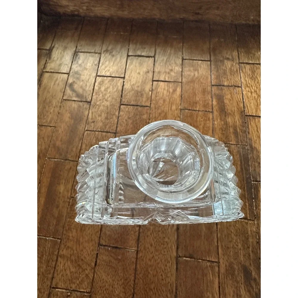 Vintage Cut Crystal Liquor Decanter‎ with Large Sculpted Stopper Barware EUC